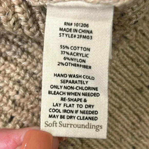 Soft Surroundings Elani Scalloped Edges Knit Sweater Tan Size Small - Picture 10 of 15
